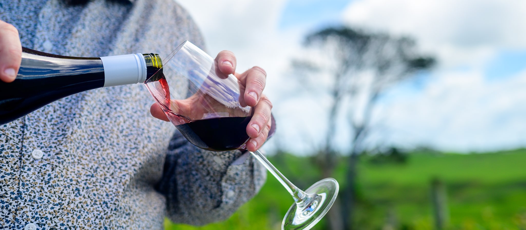 Pouring a glass of wine